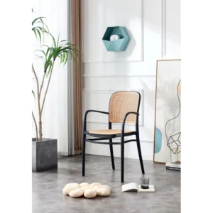 mobiliario-contract-sillon funchal apilable polipropileno negro y beige 2